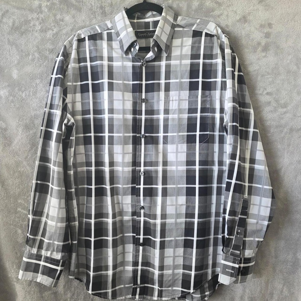 Kenneth Roberts Platinum Plaid Button-Down Shirt – Men's Size Medium - Picture 1 of 4